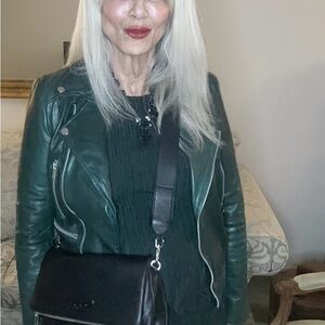 Mango Green Leather Jacket